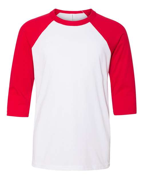 BELLA + CANVAS Youth Three-Quarter Sleeve Baseball Tee 3200Y