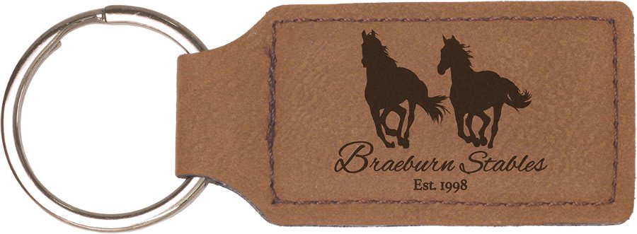 2 3/4" x 1 1/4" Laserable Leatherette Rectangle Keychain - HatFlow Company