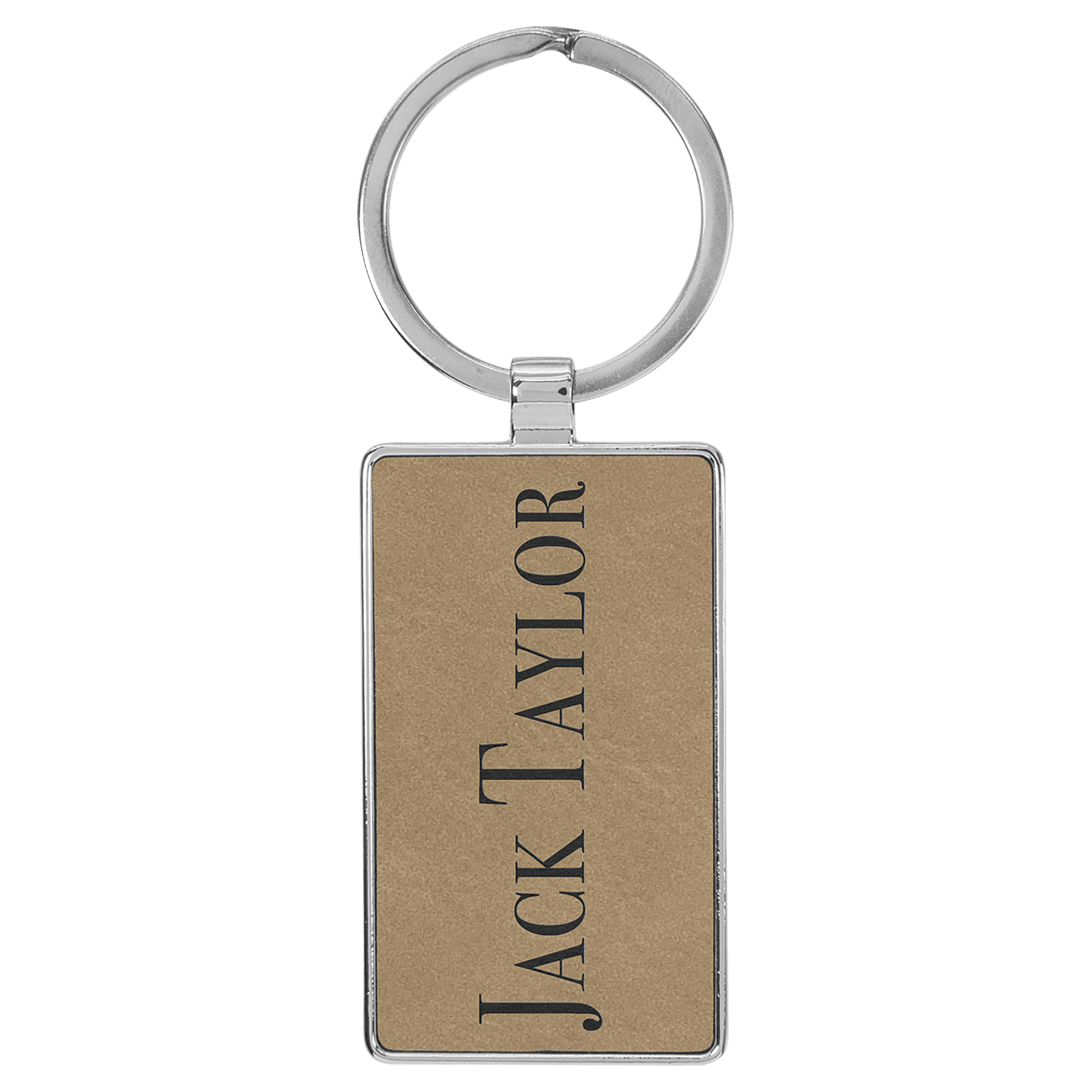 2 3/4" x 1 1/4" Laserable Leatherette/Metal Rectangle Keychain - HatFlow Company