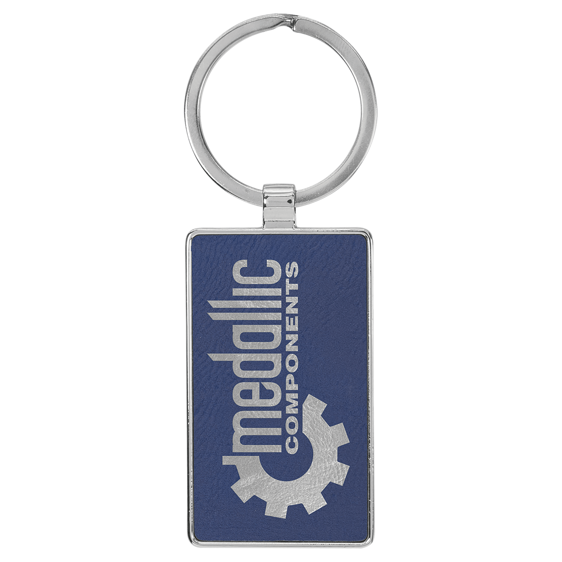 2 3/4" x 1 1/4" Laserable Leatherette/Metal Rectangle Keychain - HatFlow Company