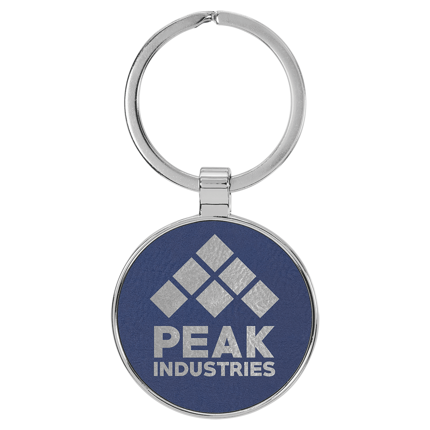 1 1/2" Laserable Leatherette/Metal Round Keychain - HatFlow Company