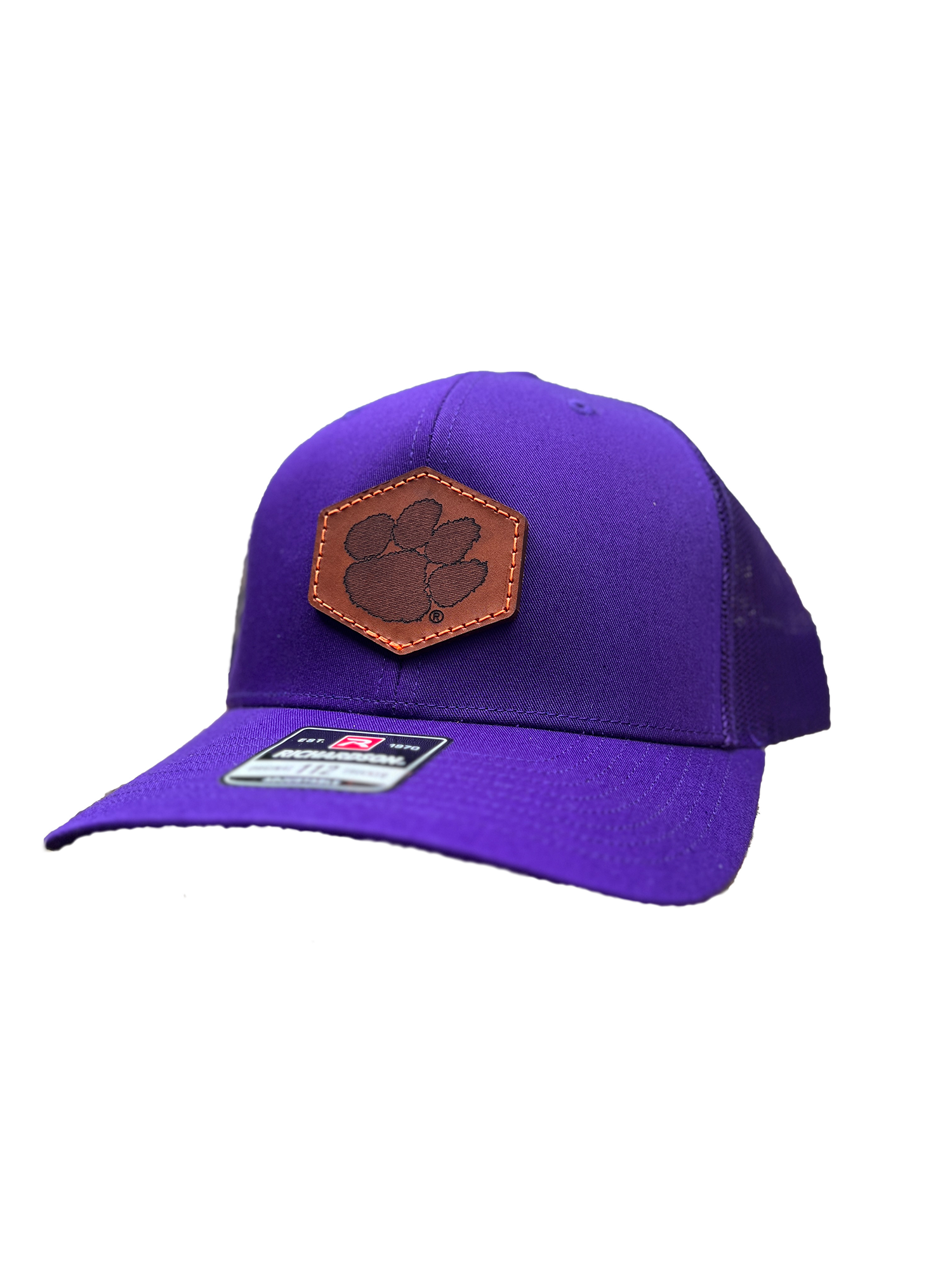 Clemson Tigers Richardson Leather Paw) Purple Hat-(Tiger Patch