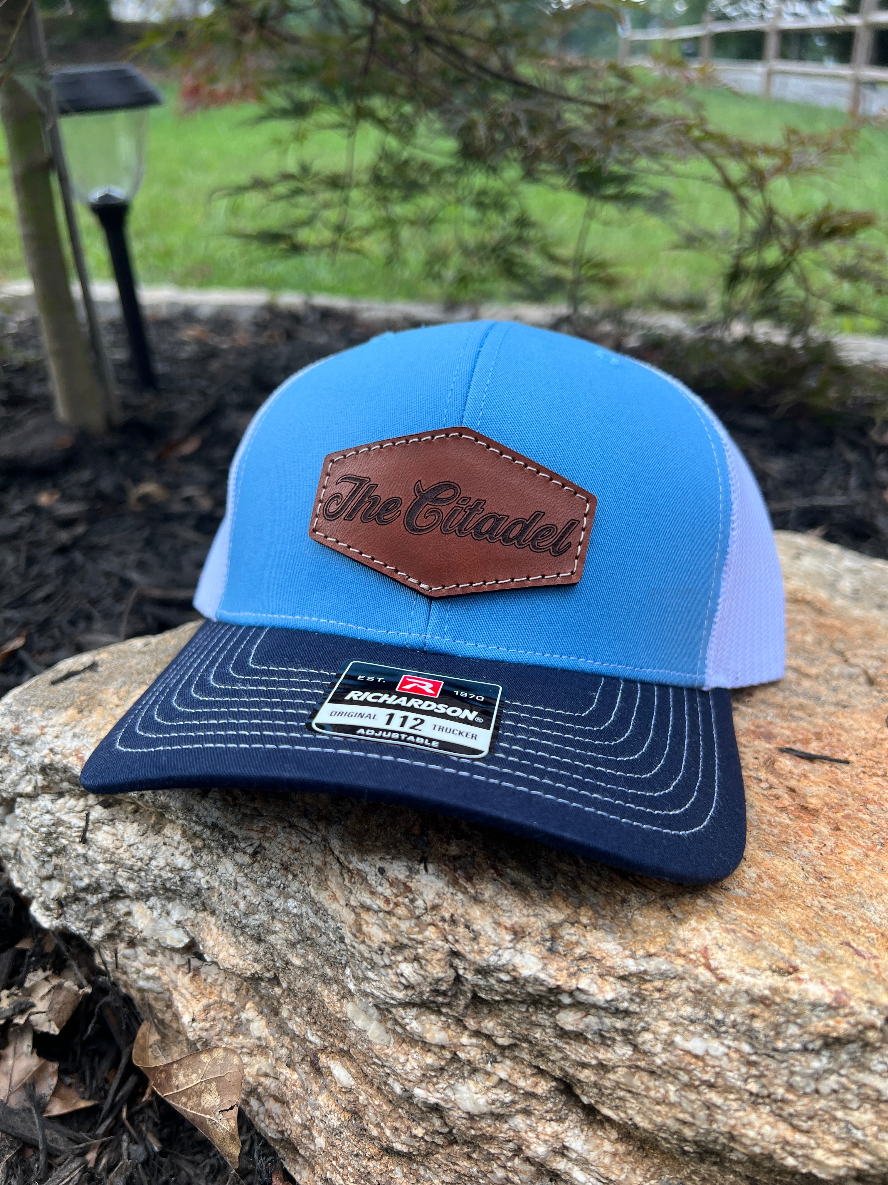 The Citadel Bulldogs Leather Patch Trucker Hat (The Citadel Script)