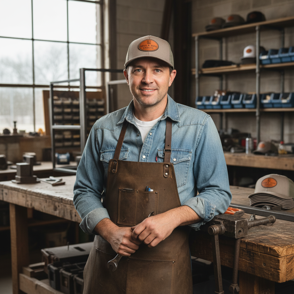 Small Business - Entrepreneur with Custom Branded Hat
