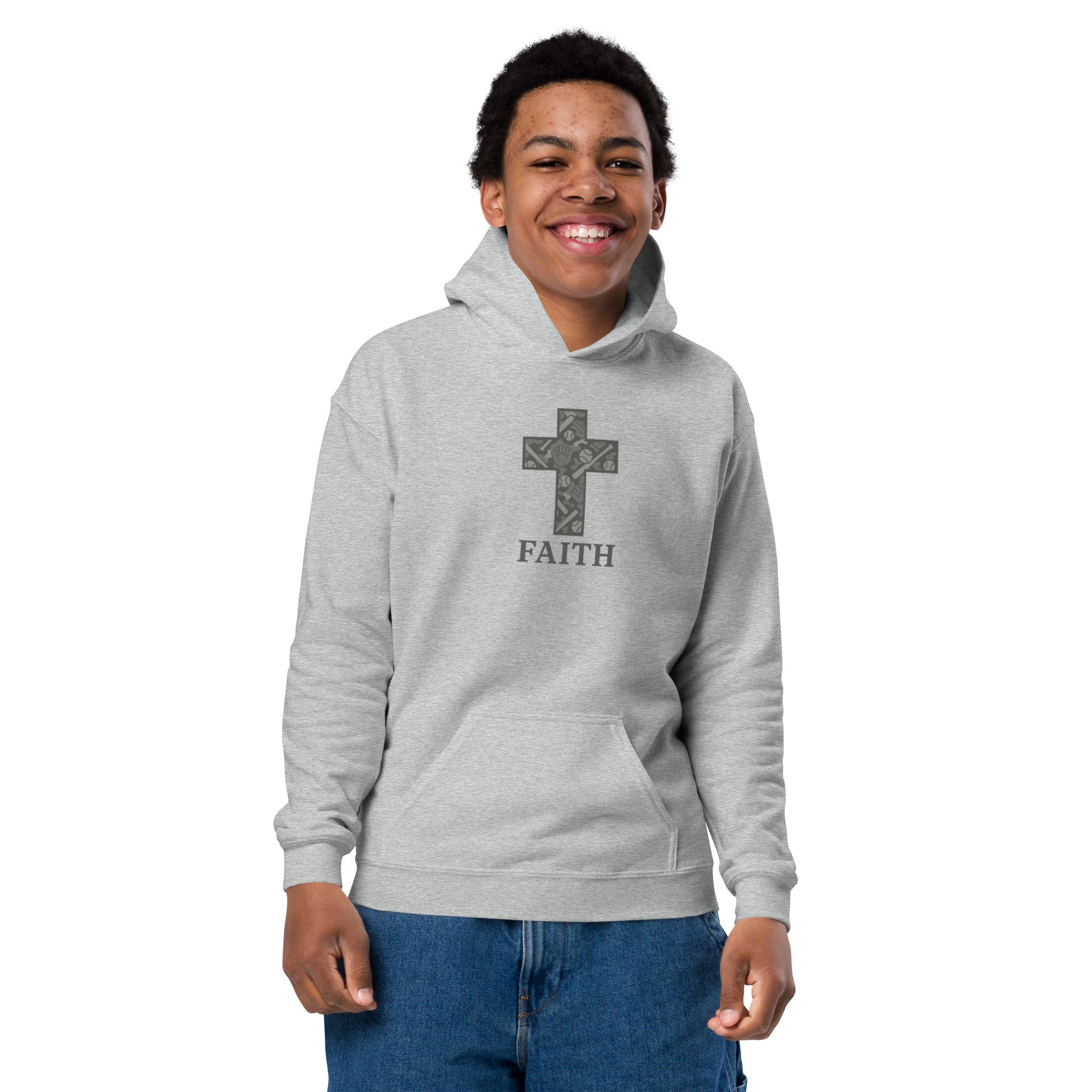 Baseball Camo Cross Youth Hoodie