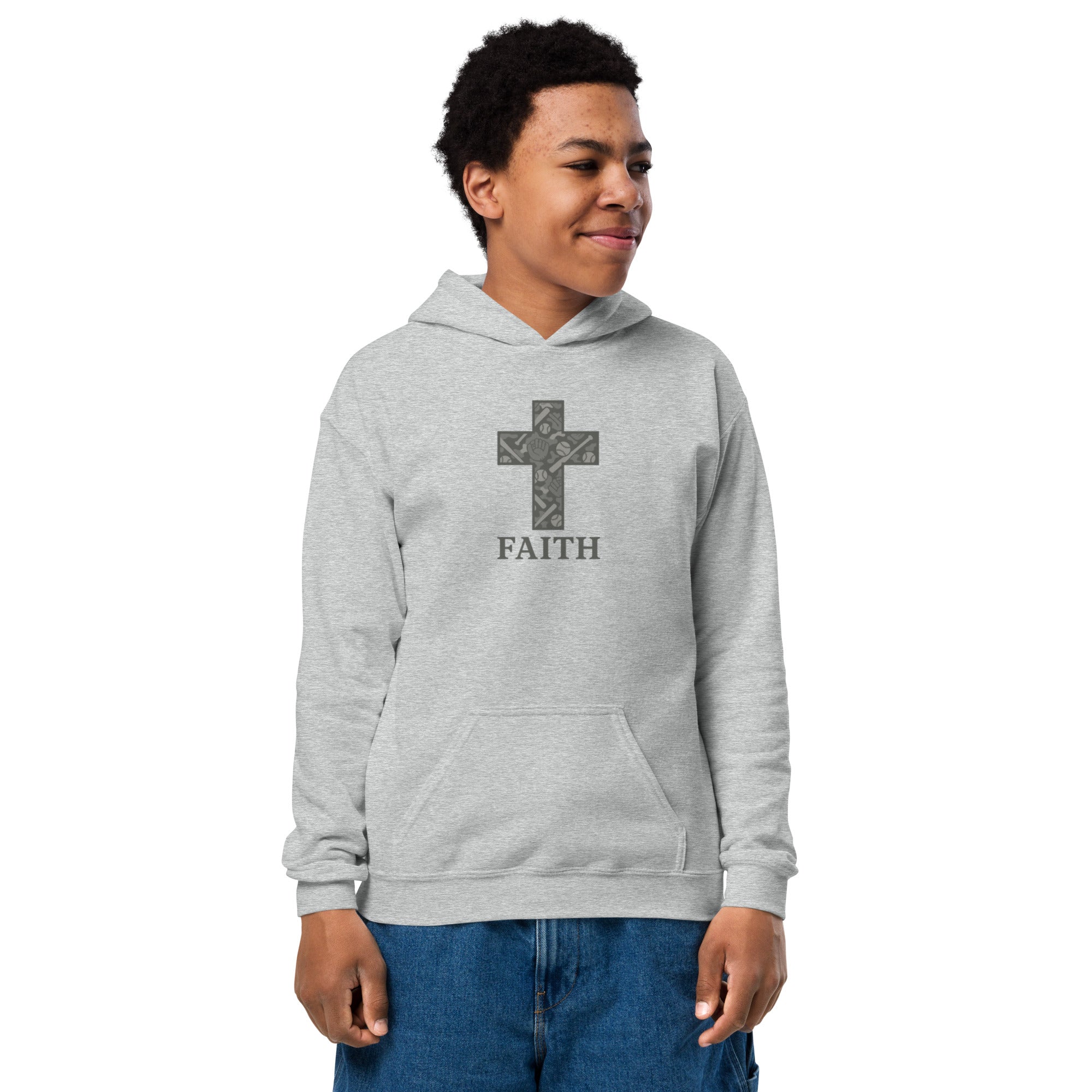 Baseball Camo Cross Youth Hoodie