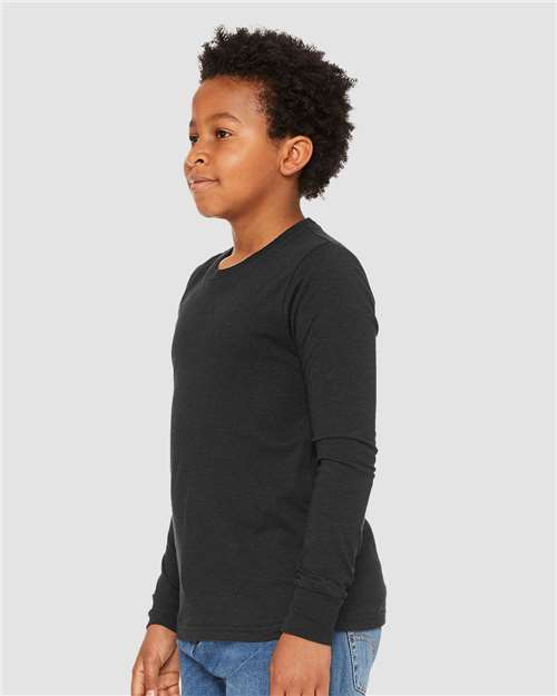 BELLA + CANVAS Youth Heather CVC Long Sleeve Tee 3501YCVC