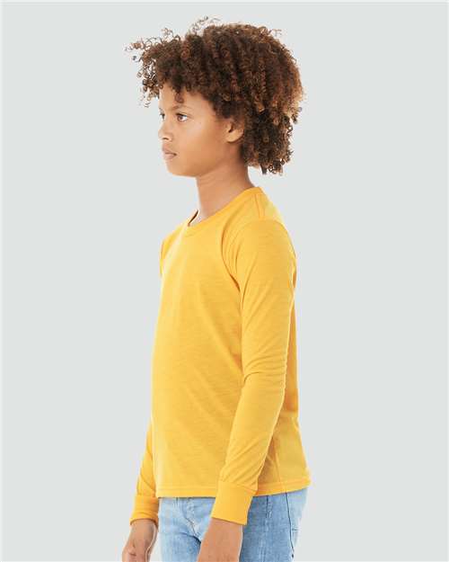 BELLA + CANVAS Youth Heather CVC Long Sleeve Tee 3501YCVC