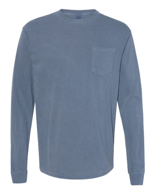 That Dog'll Hunt Long Sleeve Blue Jean Pocket Tee