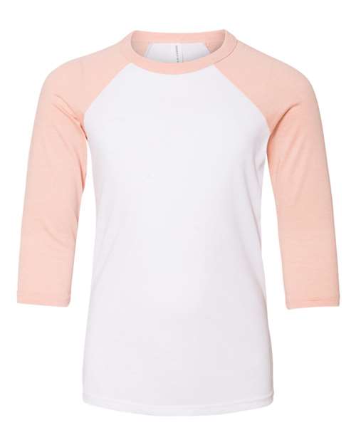 BELLA + CANVAS Youth Three-Quarter Sleeve Baseball Tee 3200Y