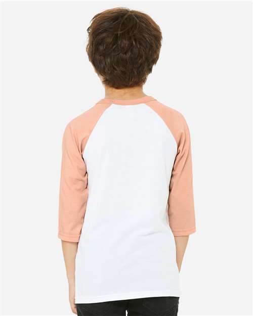 BELLA + CANVAS Youth Three-Quarter Sleeve Baseball Tee 3200Y