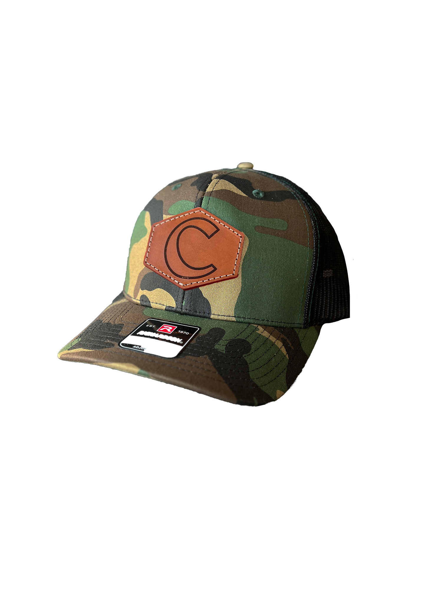 Clemson Tigers Leather Patch Trucker Hat-(C) Camo