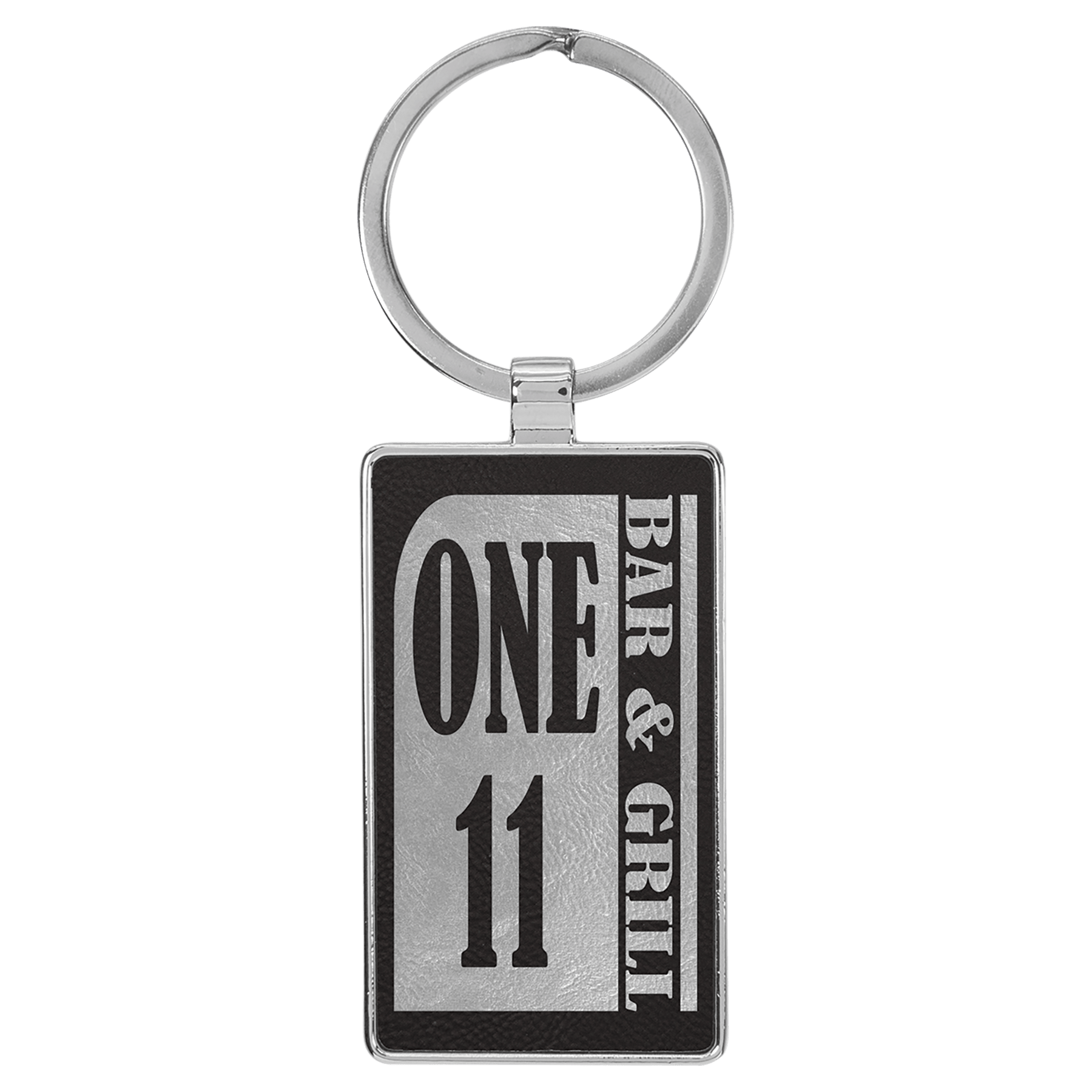 2 3/4" x 1 1/4" Laserable Leatherette/Metal Rectangle Keychain - HatFlow Company
