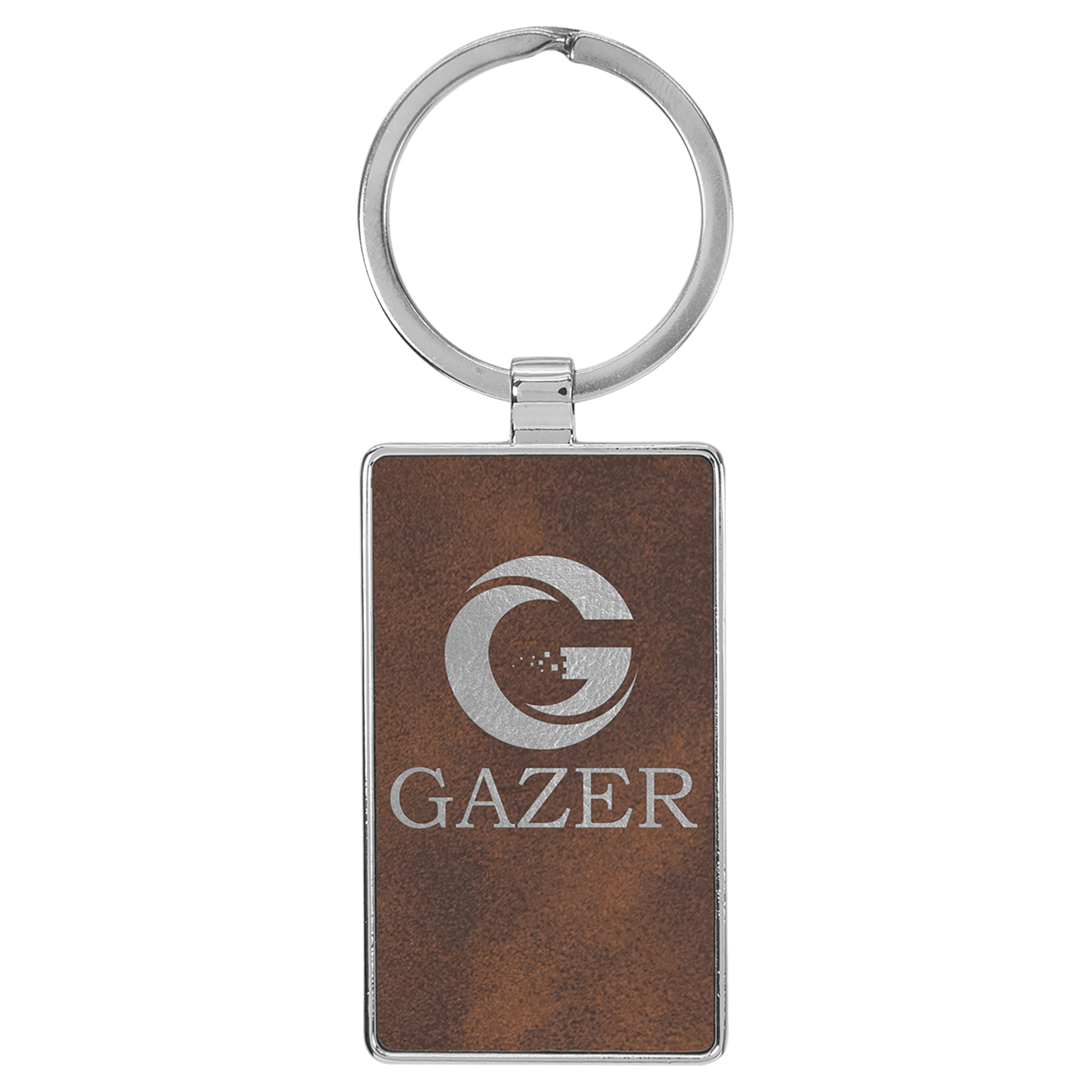 2 3/4" x 1 1/4" Laserable Leatherette/Metal Rectangle Keychain - HatFlow Company