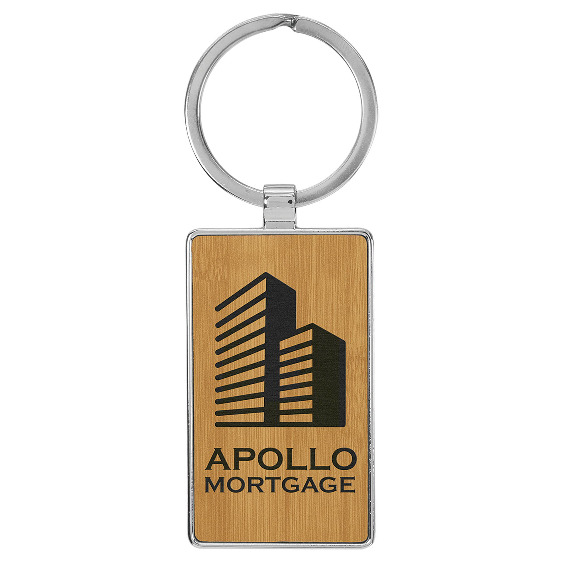 2 3/4" x 1 1/4" Laserable Leatherette/Metal Rectangle Keychain - HatFlow Company