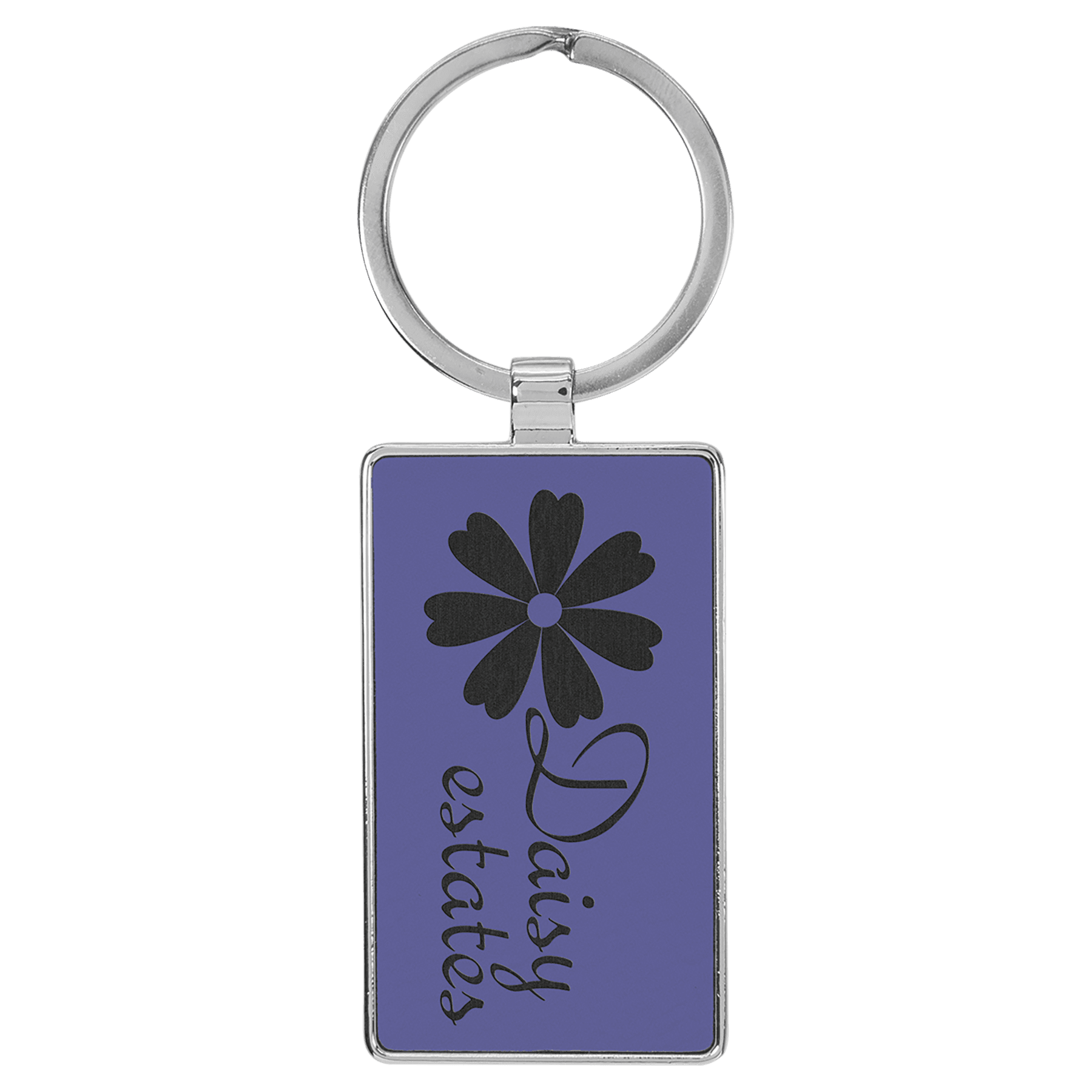 2 3/4" x 1 1/4" Laserable Leatherette/Metal Rectangle Keychain - HatFlow Company