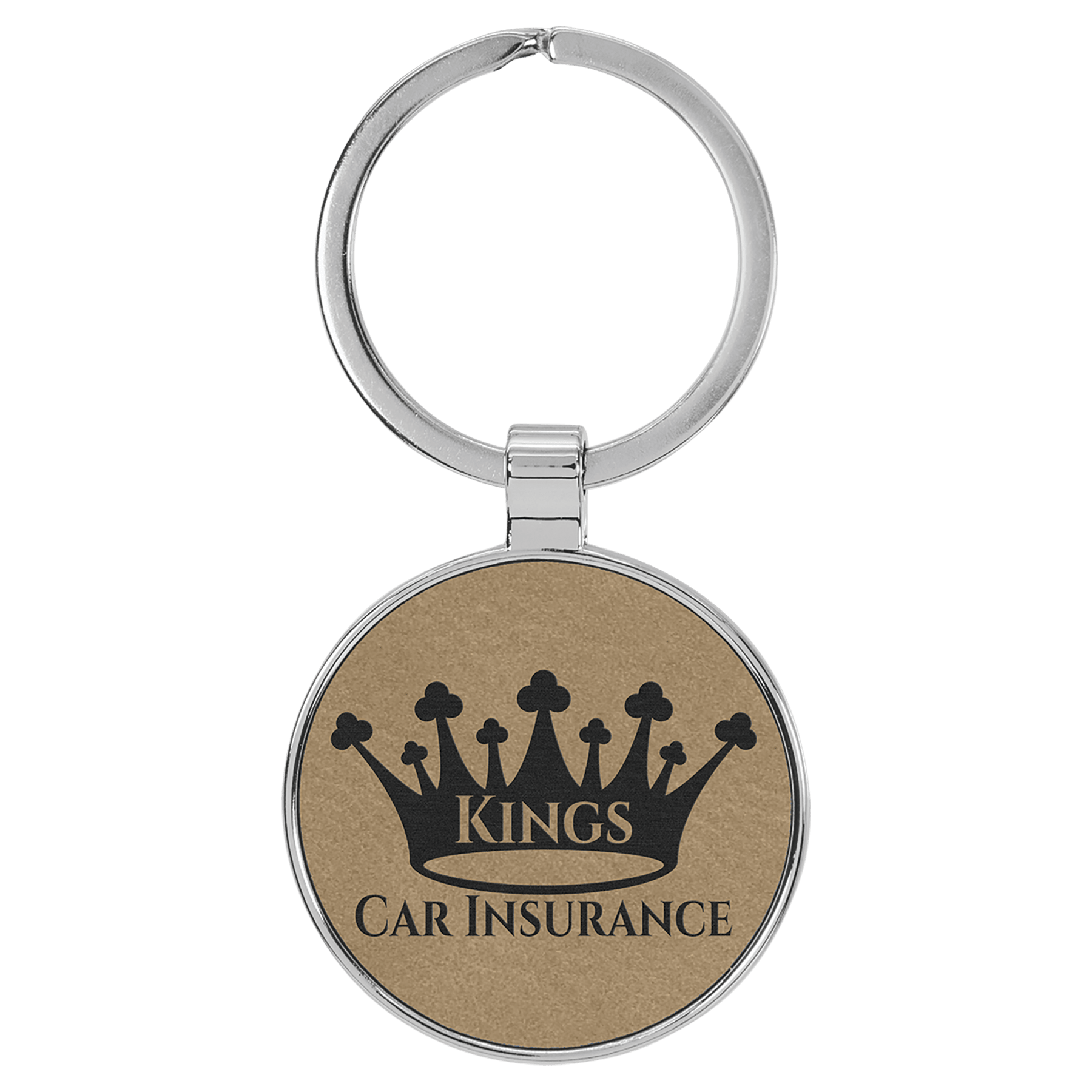 1 1/2" Laserable Leatherette/Metal Round Keychain - HatFlow Company