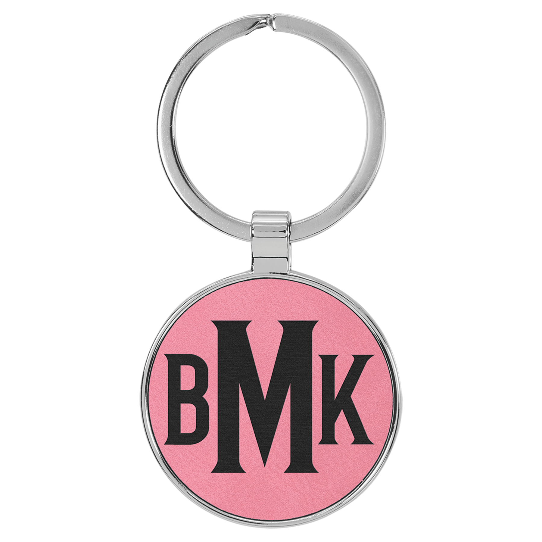 1 1/2" Laserable Leatherette/Metal Round Keychain - HatFlow Company