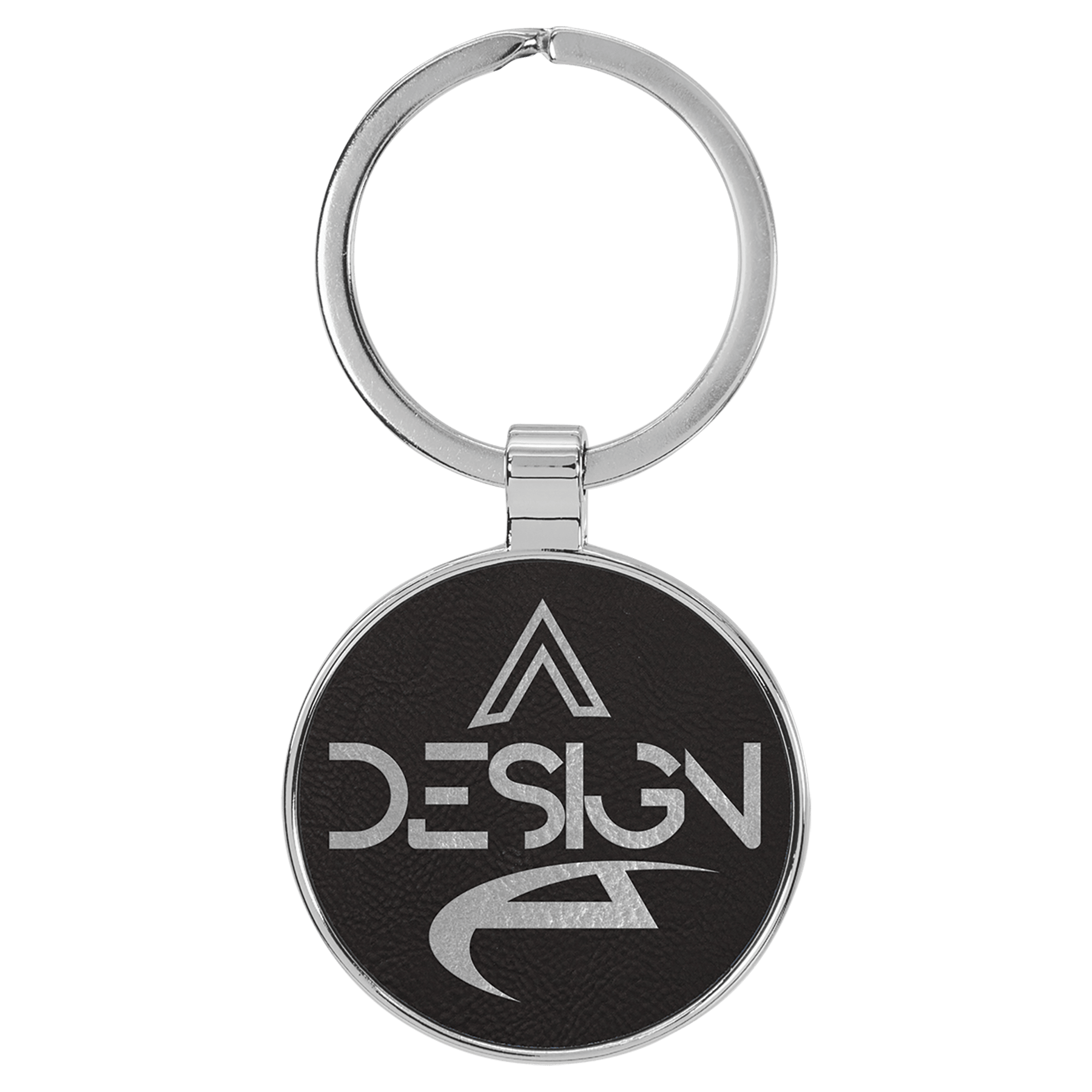 1 1/2" Laserable Leatherette/Metal Round Keychain - HatFlow Company