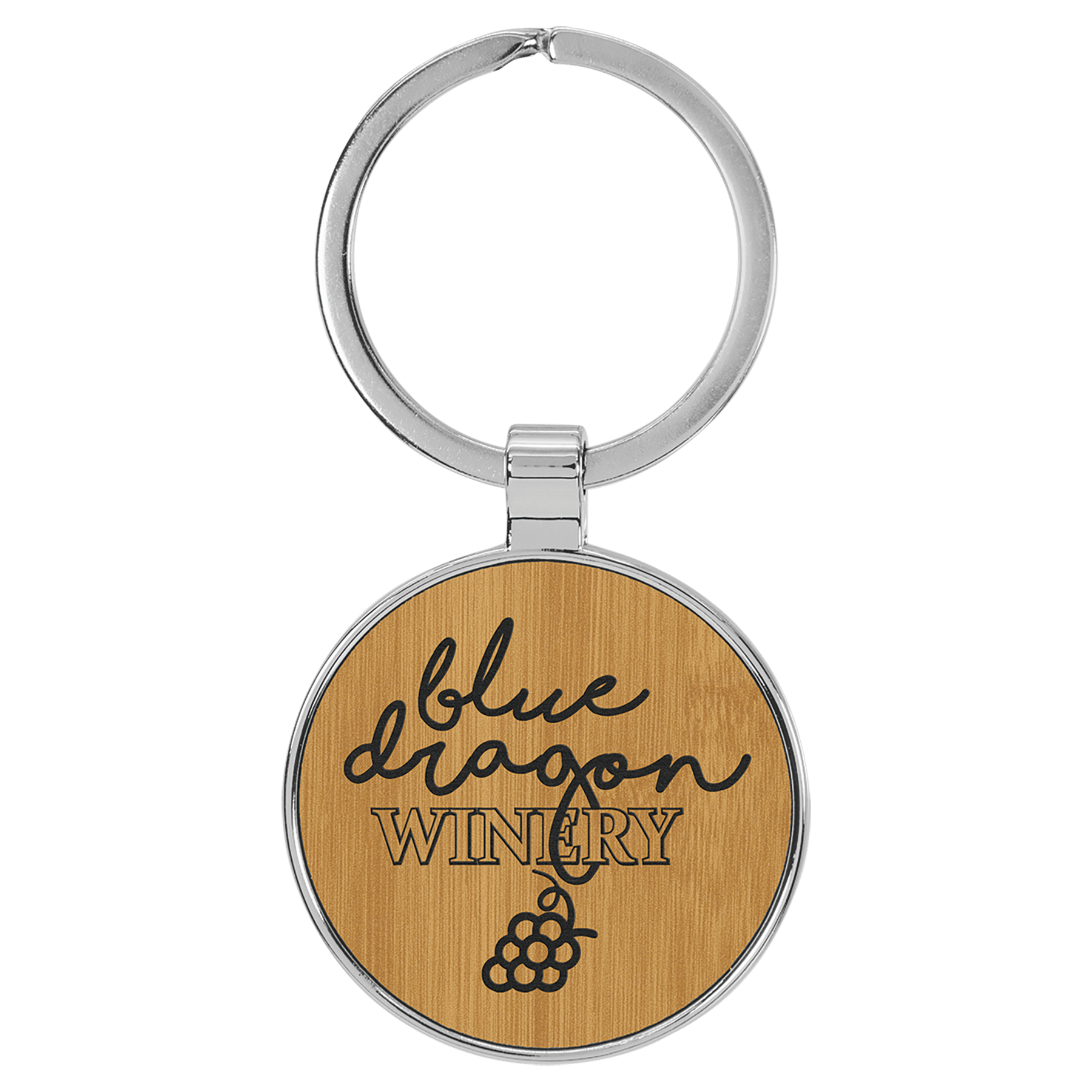 1 1/2" Laserable Leatherette/Metal Round Keychain - HatFlow Company
