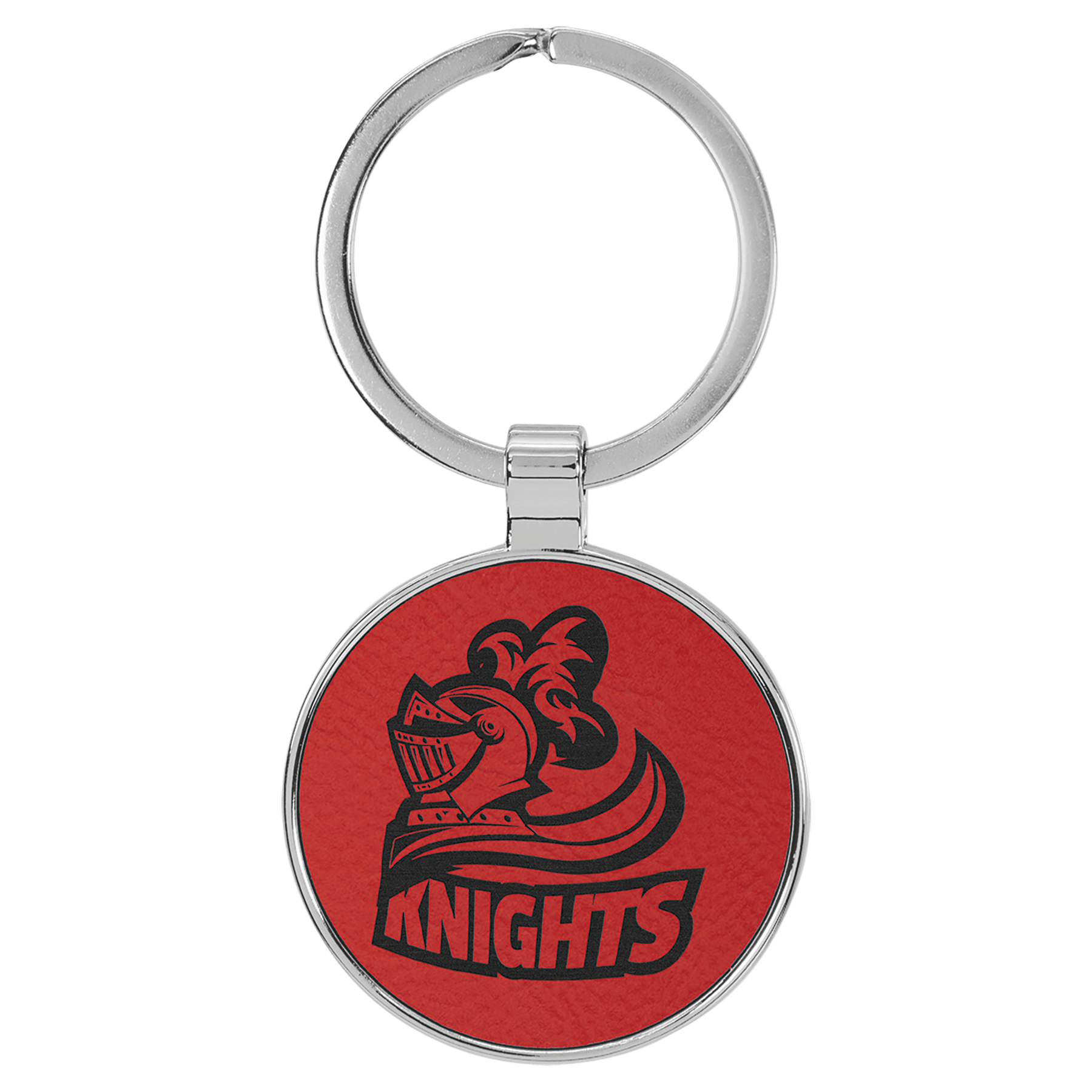 1 1/2" Laserable Leatherette/Metal Round Keychain - HatFlow Company