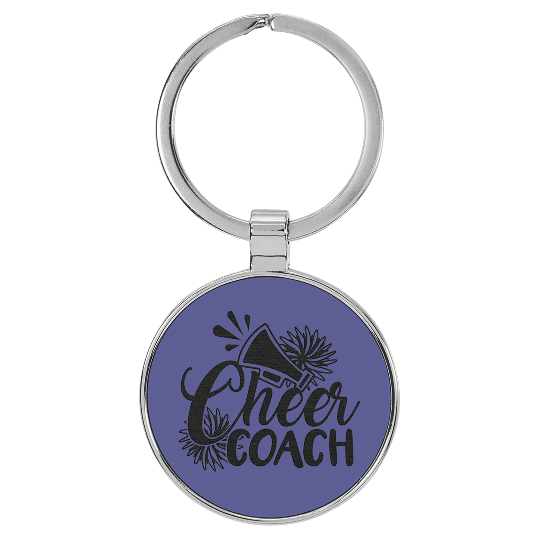 1 1/2" Laserable Leatherette/Metal Round Keychain - HatFlow Company