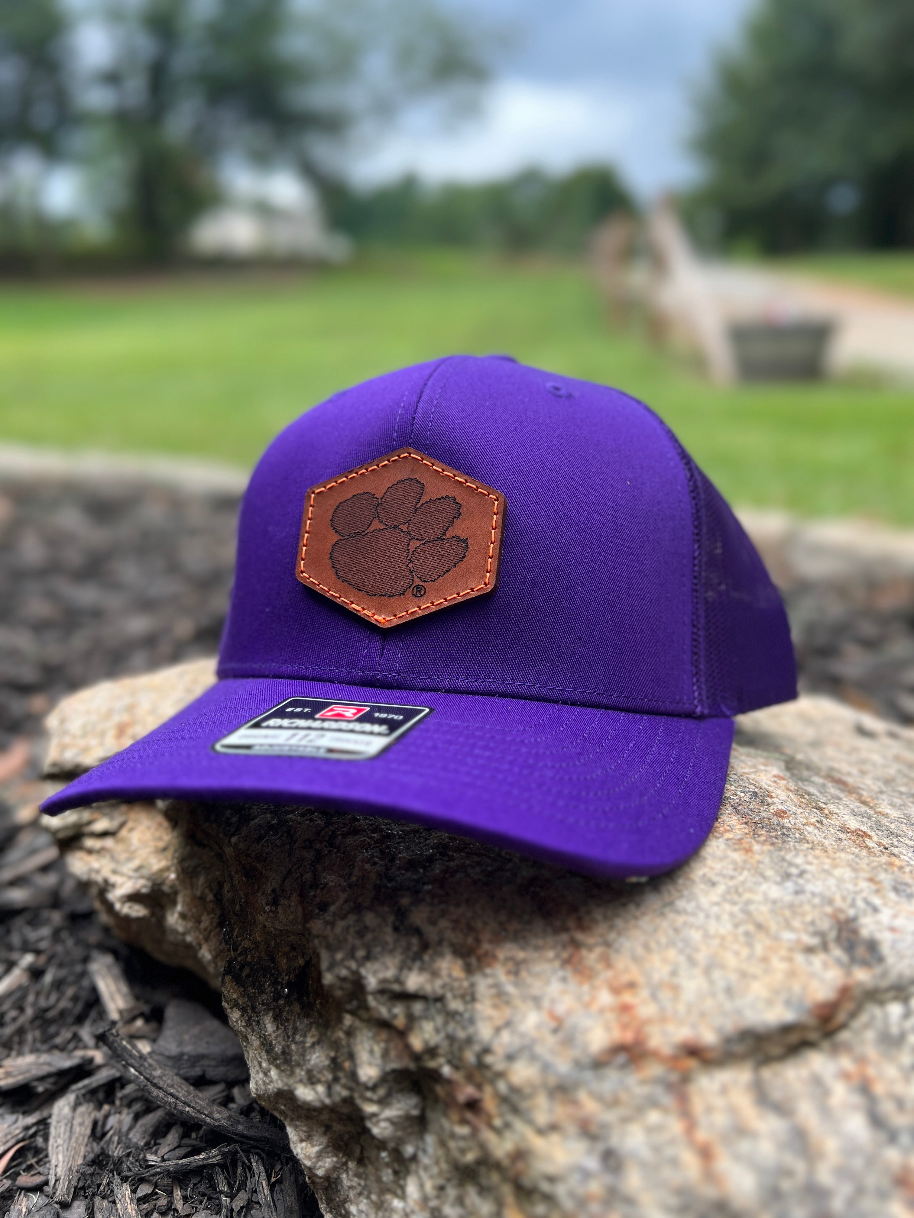 Clemson Tigers Richardson Leather Patch Hat-(Tiger Paw) Purple