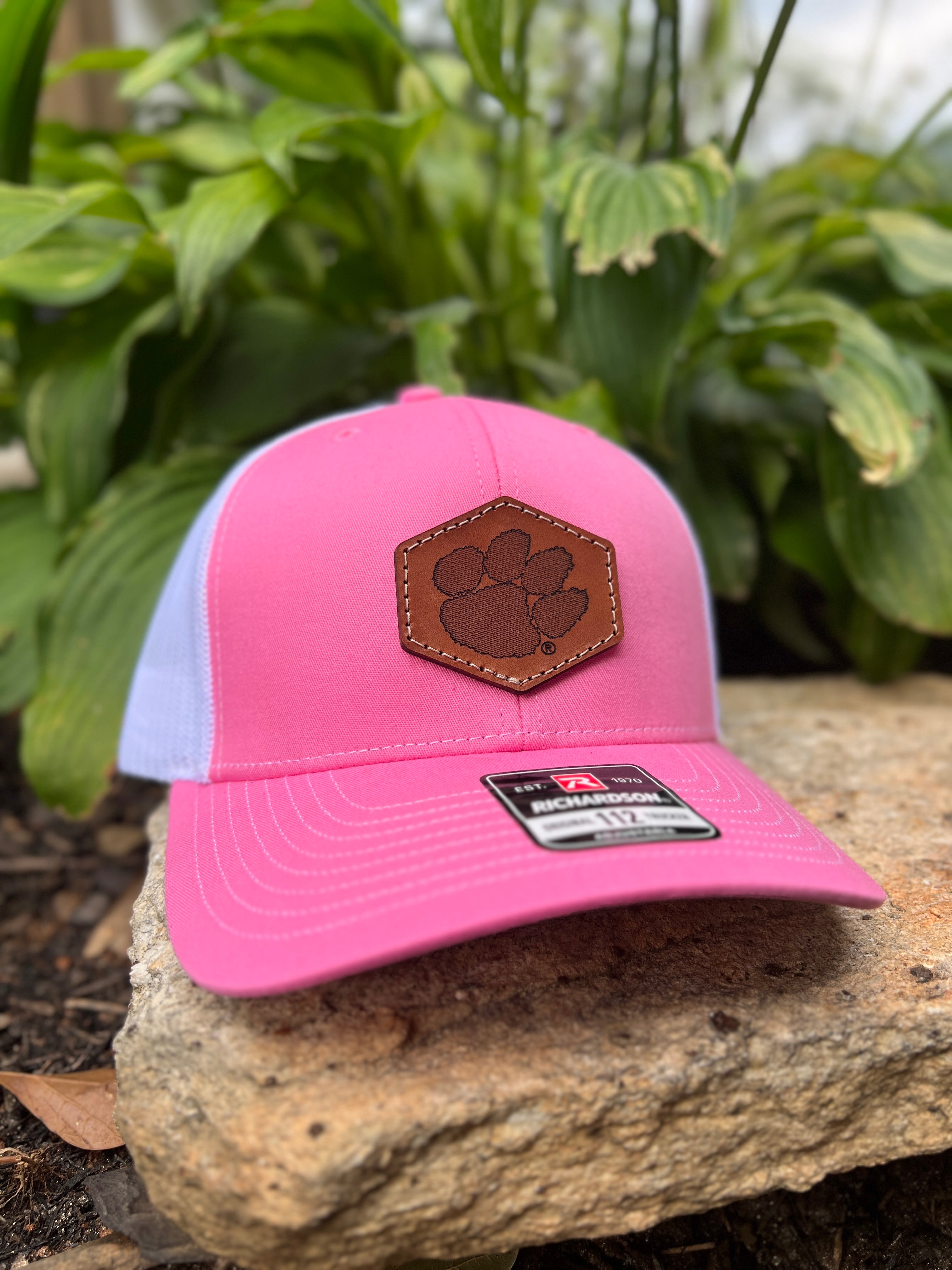 Clemson Tigers Richardson Leather Patch Hat-(Tiger Paw) Pink