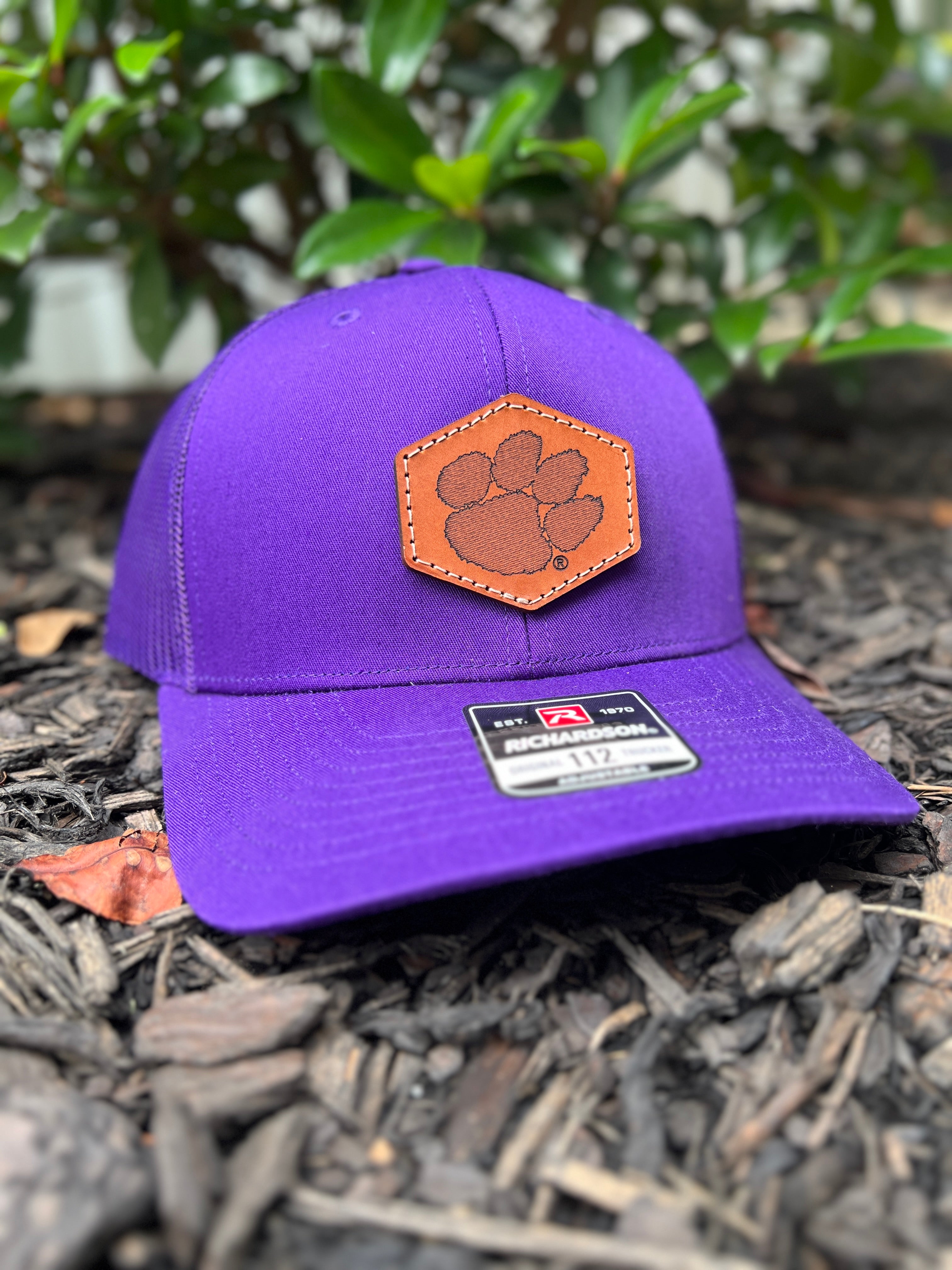 Clemson Tigers Richardson Leather Patch Hat-(Tiger Paw) Purple