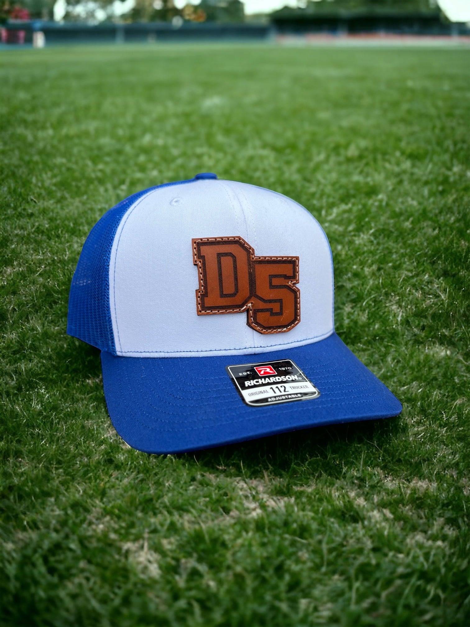 D5 Rebels Leather Patch Hat-White/Royal/Royal - HatFlow Company