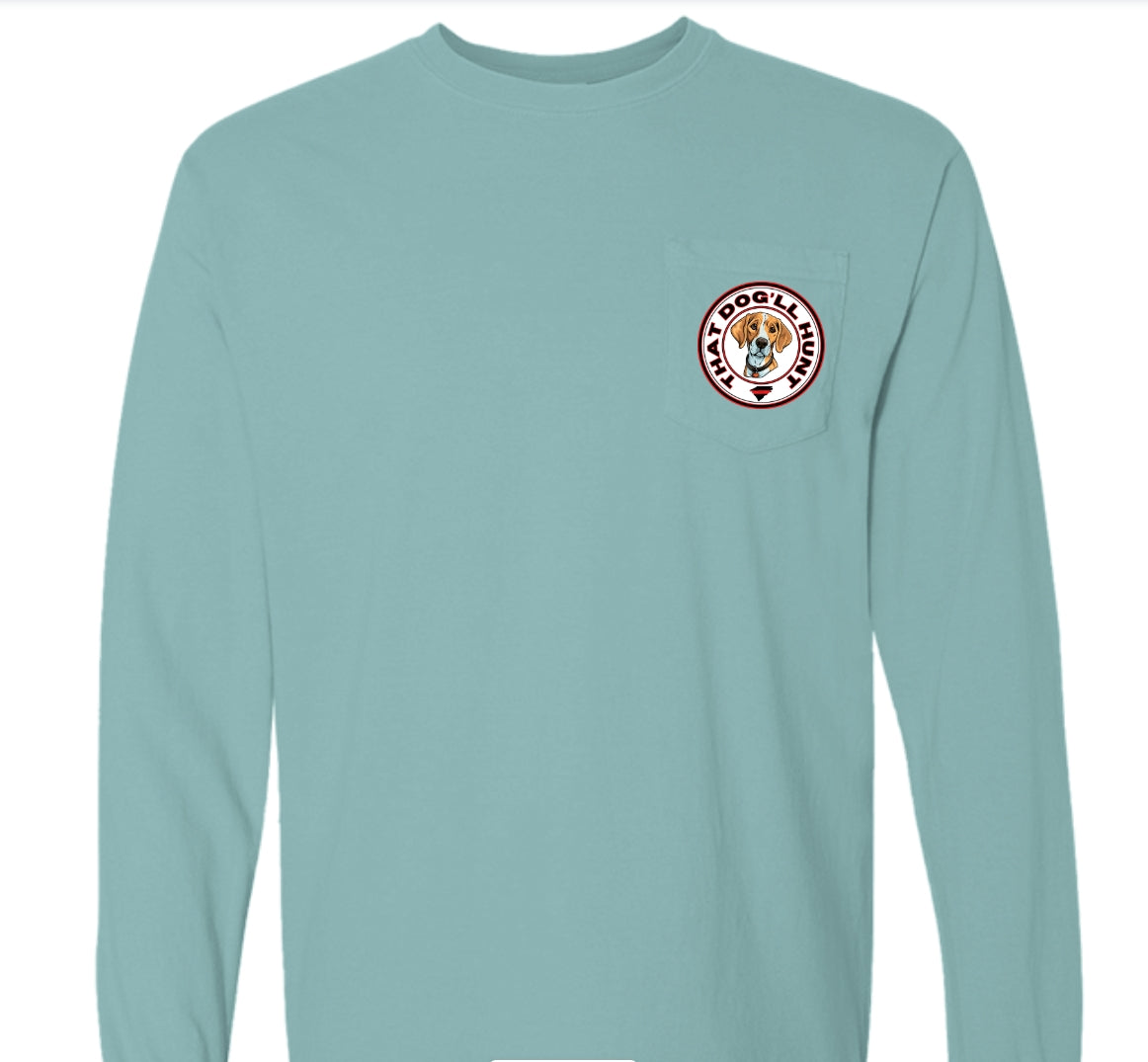 That Dog'll Hunt Long Sleeve Seafoam Pocket Tee
