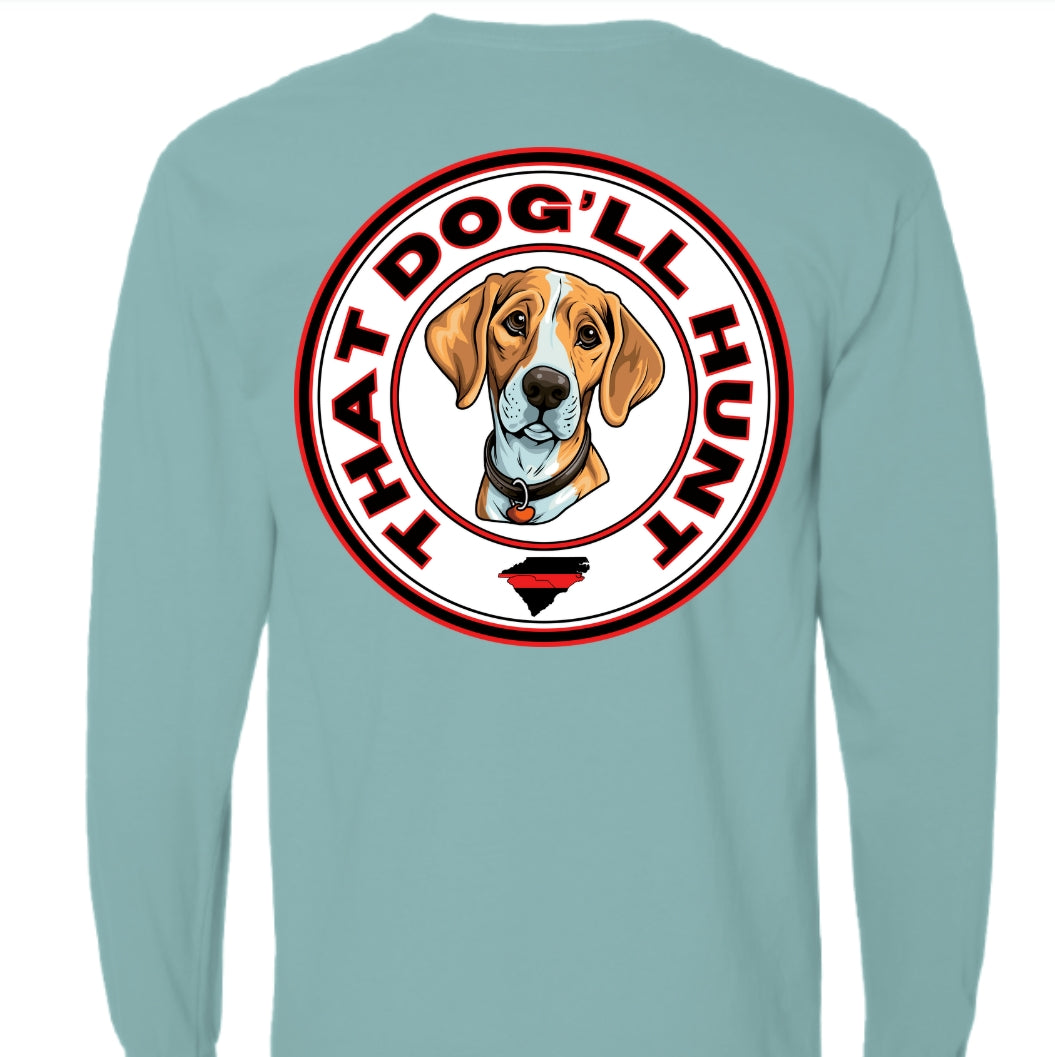 That Dog'll Hunt Long Sleeve Seafoam Pocket Tee