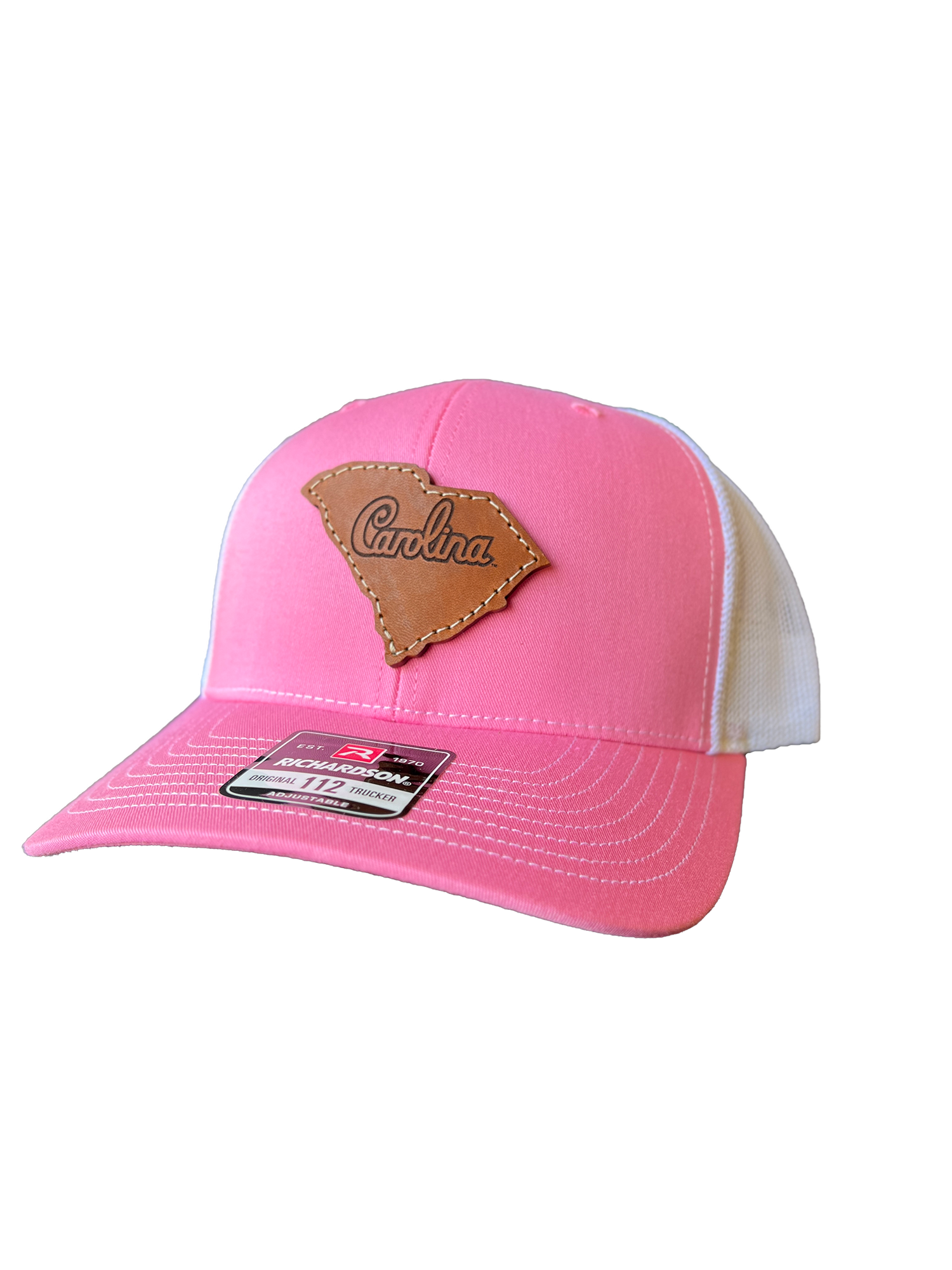 South Carolina Gamecocks Leather Patch Trucker Hat (State Script)