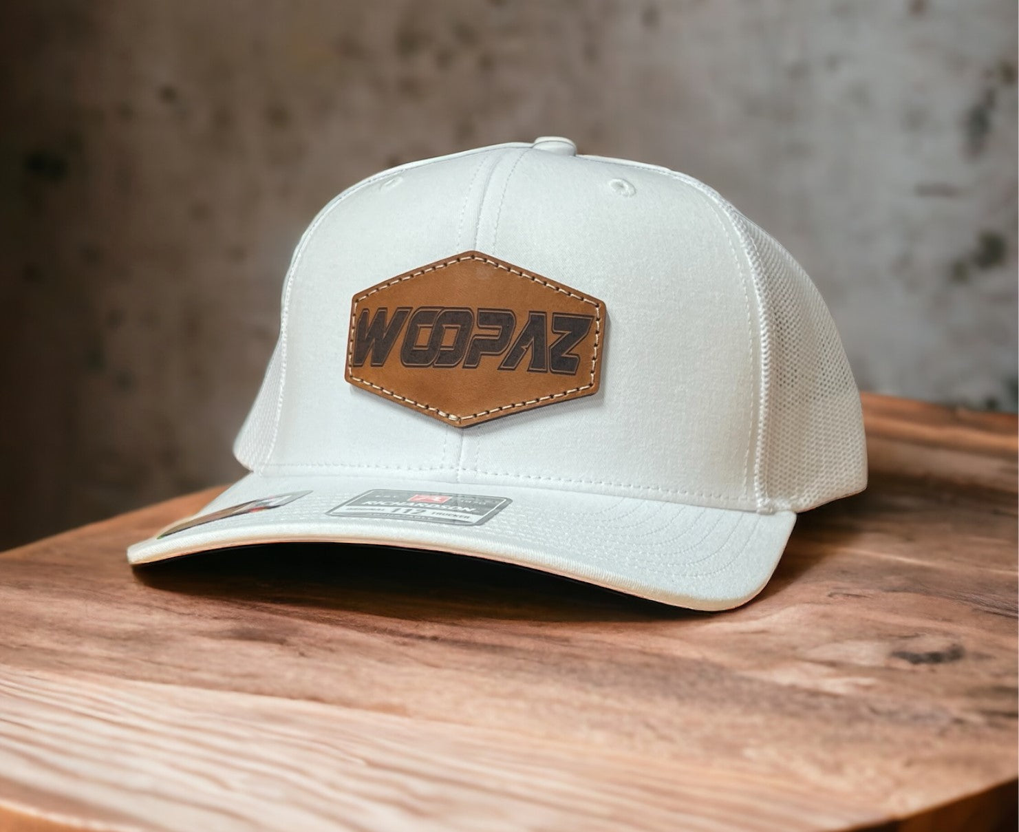 Wade Woodaz WOOPAZ Leather Patch Hat -White/White