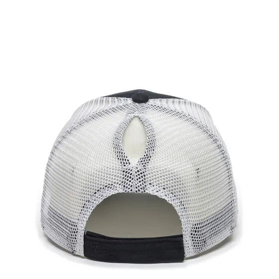 D5 Rebels Leather Patch Hat w/ Ponytail Mesh-Black/White