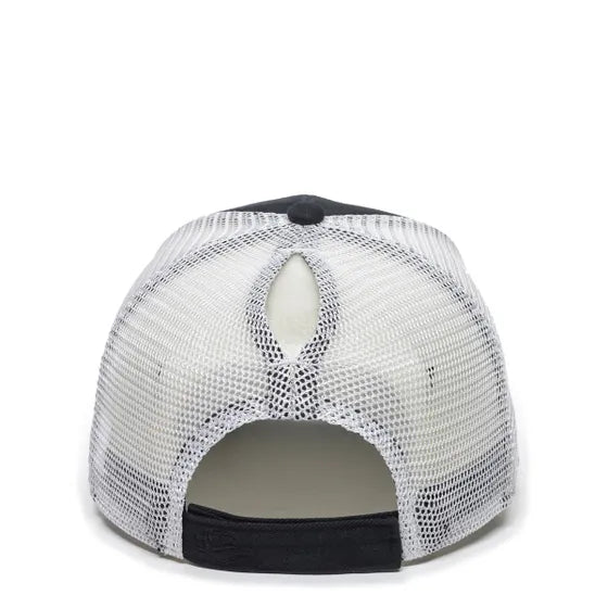 D5 Rebels Leather Patch Hat w/ Ponytail Mesh-Black/White - HatFlow Company