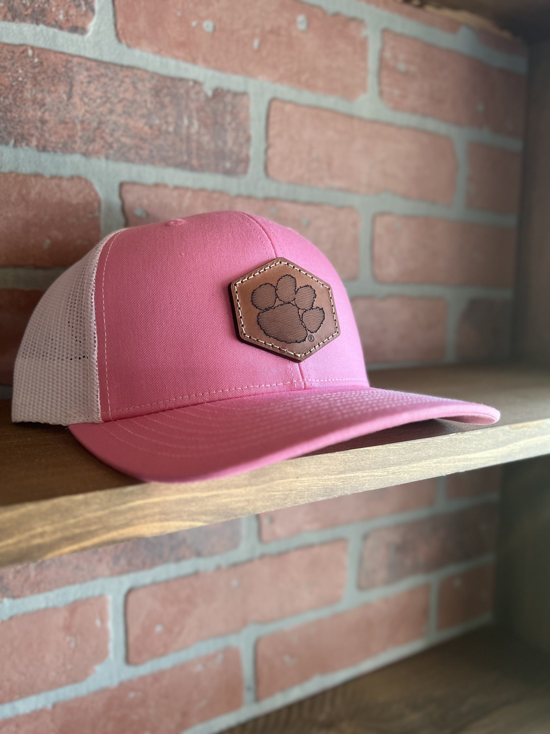 Clemson Tigers Richardson Leather Patch Hat-(Tiger Paw) Pink - HatFlow Company