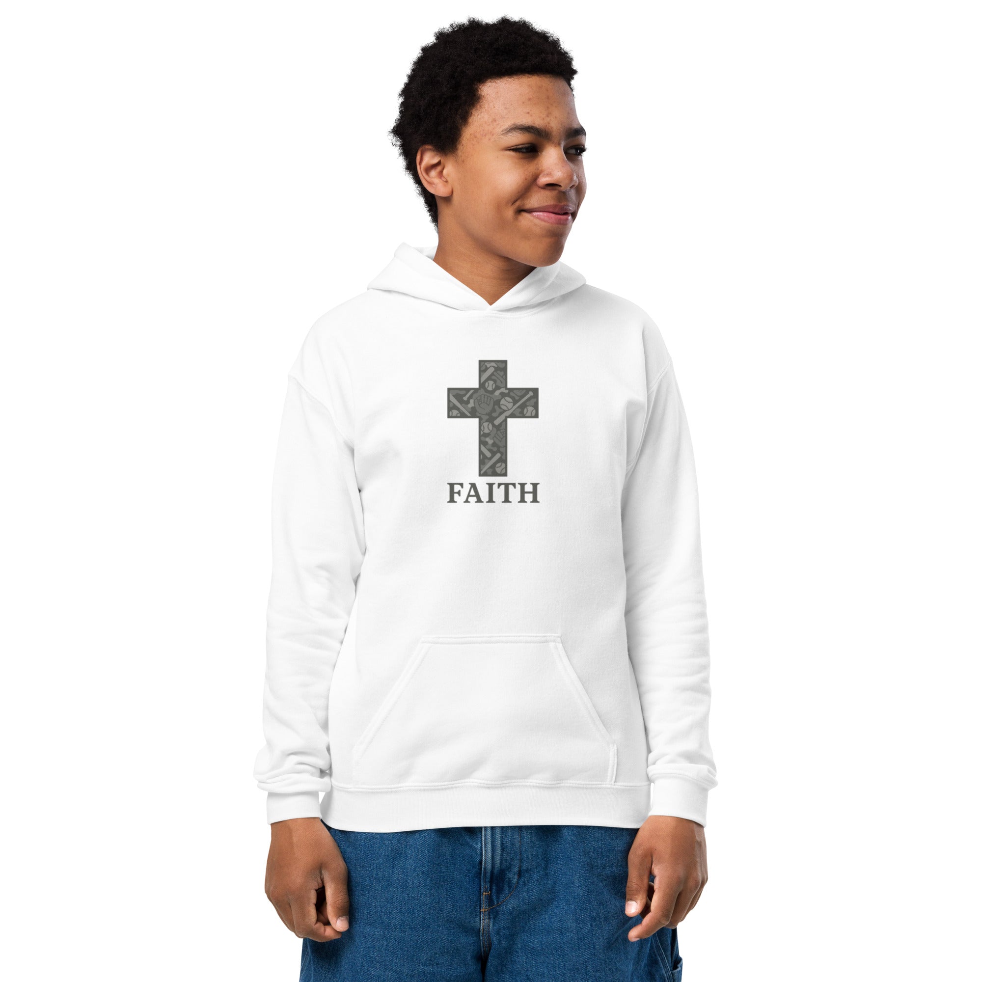 Baseball Camo Cross Youth Hoodie