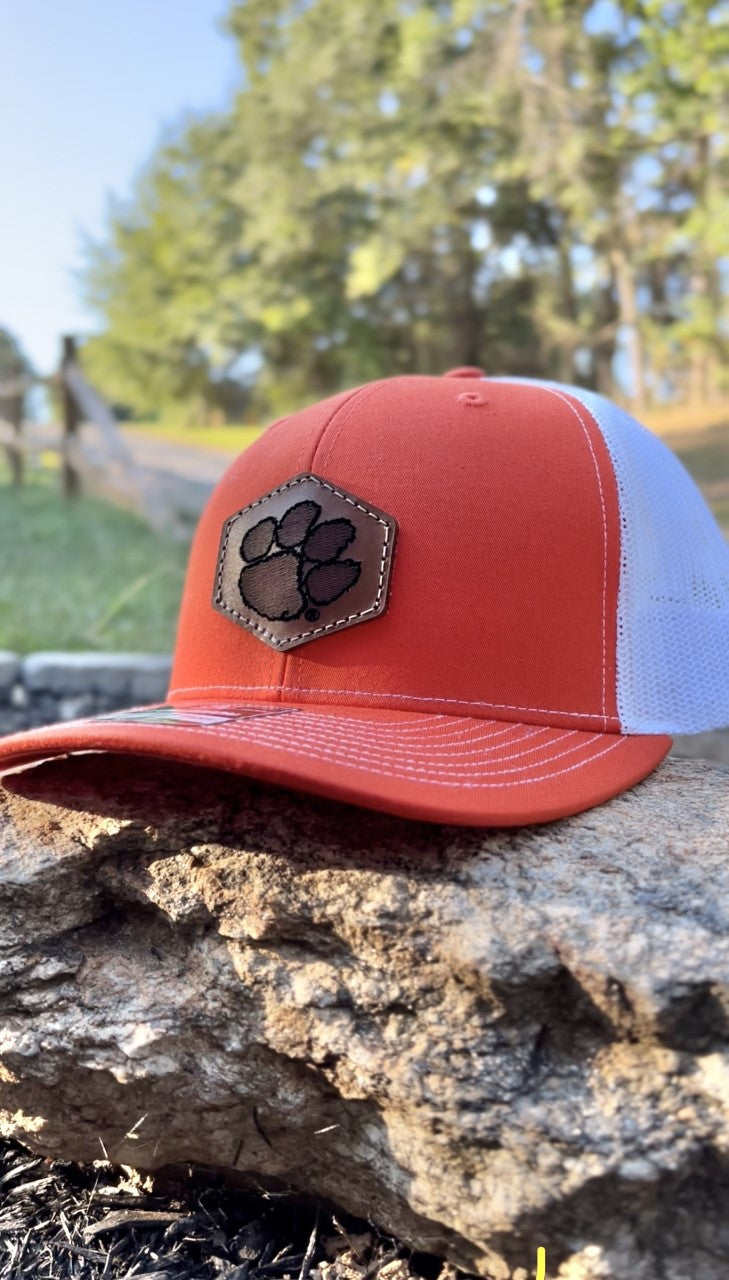 Clemson Tigers Richardson Leather Patch Hat-(Tiger Paw) Orange